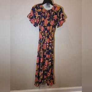 Jaase Endless Summer Blue Floral Maxi Dress Boho Vacation Resort Womens XS